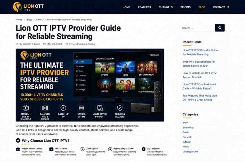 Lion OTT IPTV Provider Guide for Reliable Streaming