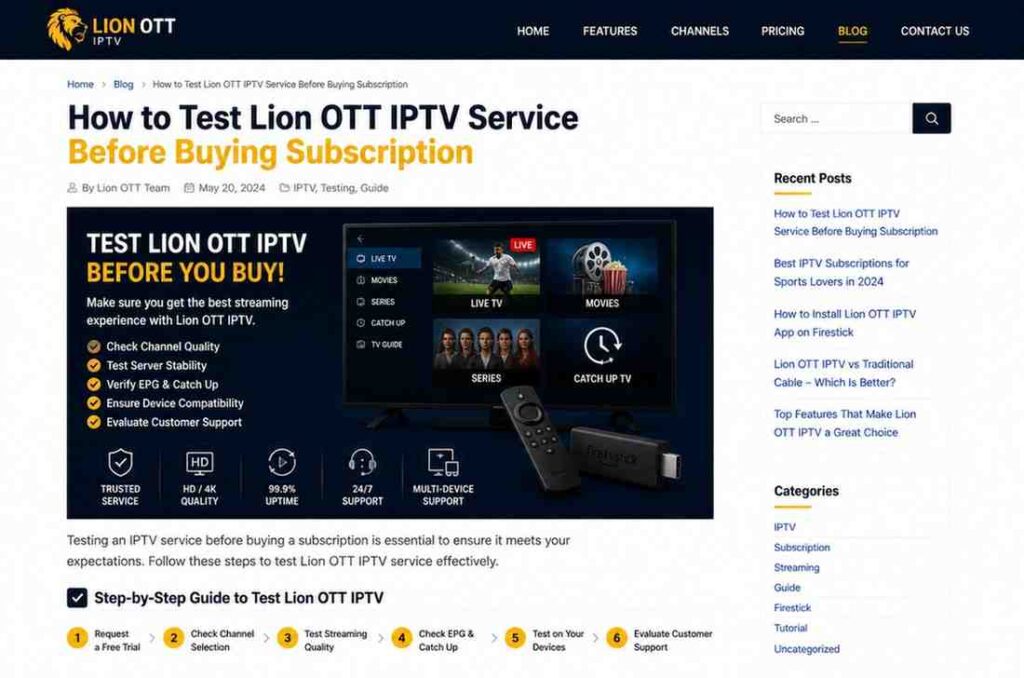 How to Test a Lion OTT IPTV Service Before Buying