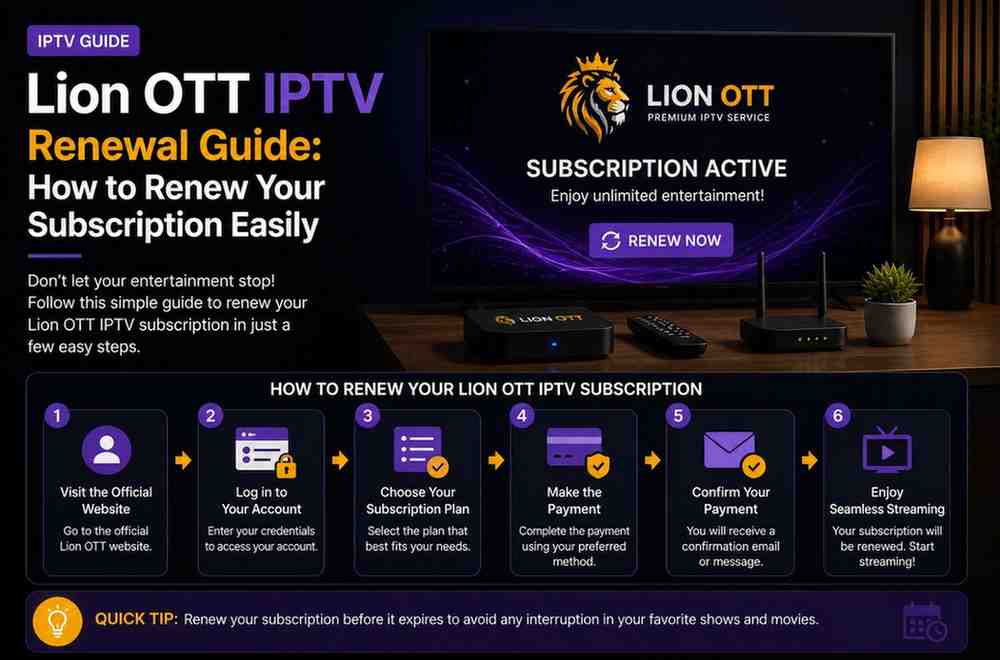 Lion OTT IPTV Renewal Guide: How to Renew Your Subscription Easily