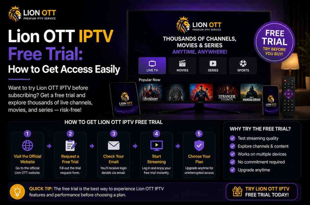 Lion OTT IPTV Free Trial: How to Get Access Easily